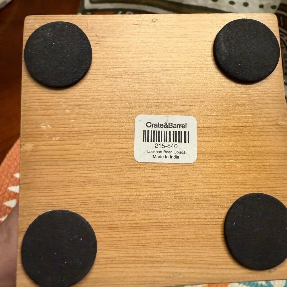 Crate&Barrel Wooden Base marble Lockhart bean sculpture